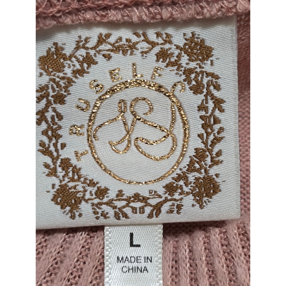 Just Be Self Pink Positive Vibes Crew Neck‎ Pullover Top Womens Size L - Picture 3 of 13